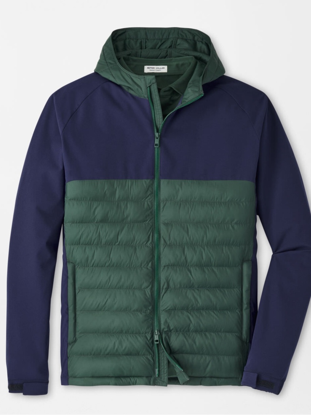 NWT Peter Millar Apex Hybrid Hoodie Green Navy L